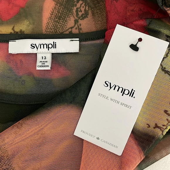 Sympli Floral Camo Mesh Cropped Top Size 12 Long Sleeve Scoop Neck NWT - Picture 9 of 14